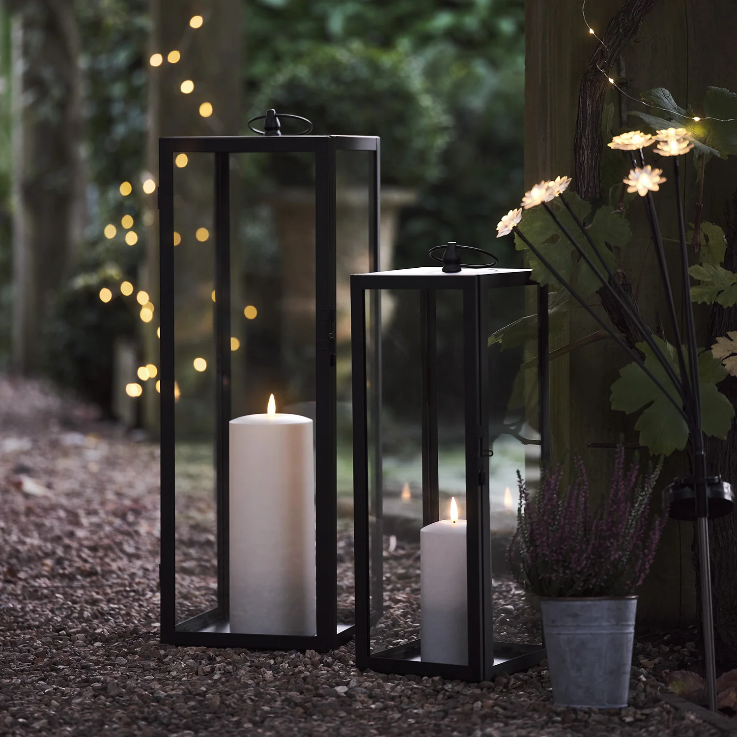 Bowen Extra Large Black Garden Lantern with TruGlow® Candle - Image 4