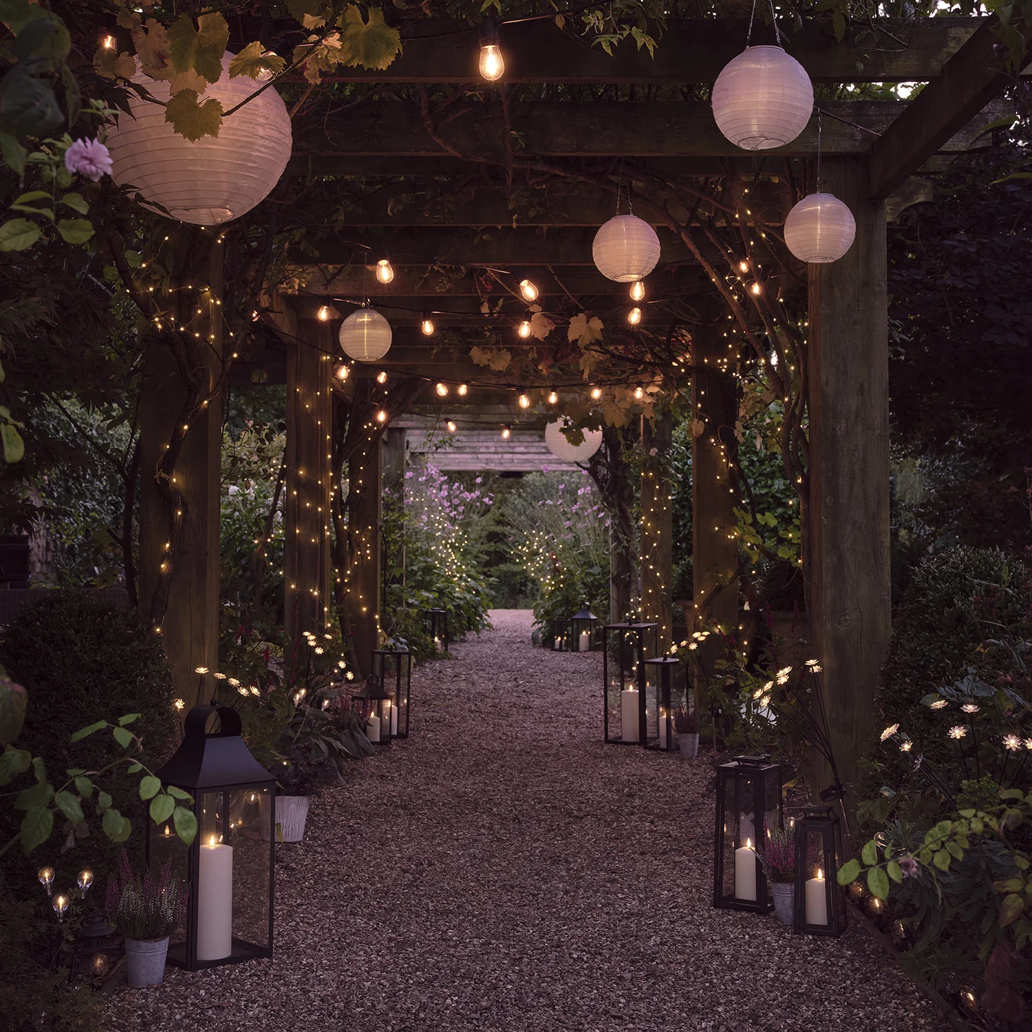 Bowen Extra Large Black Garden Lantern with TruGlow® Candle - Image 6