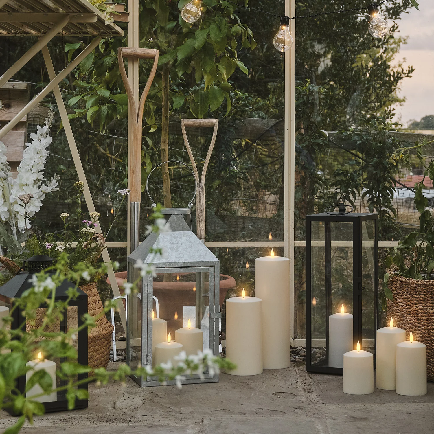 Bowen Large Black Garden Lantern with White TruGlow® Candle - Image 3
