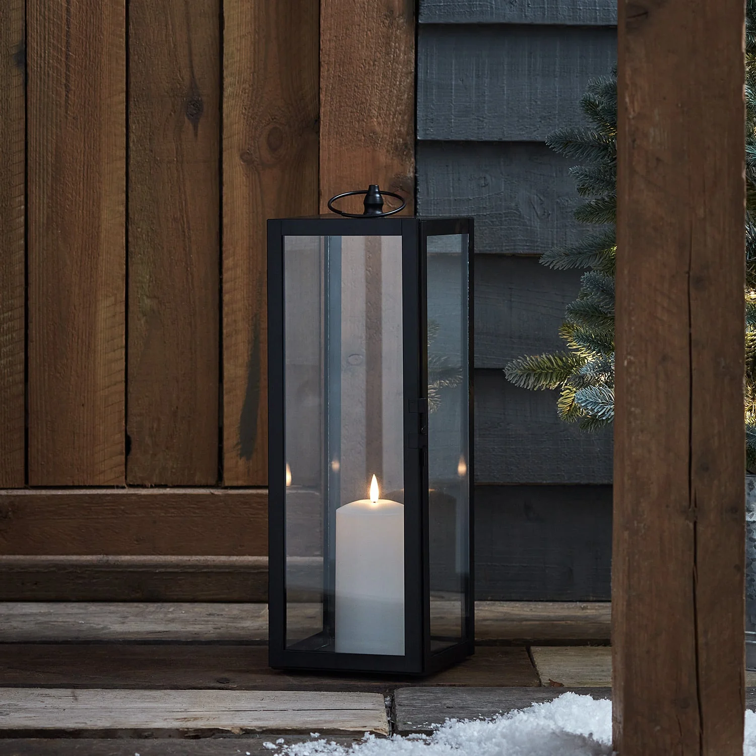 Bowen Large Black Garden Lantern with White TruGlow® Candle - Image 6