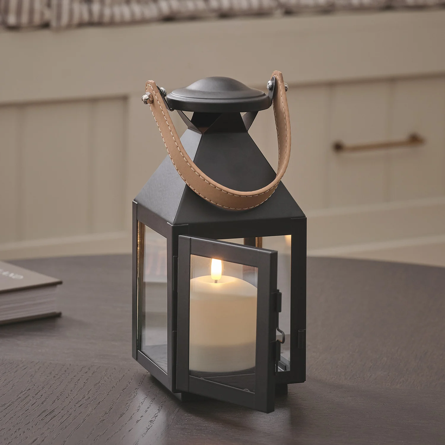 Brixham Small Leather Handle Lantern with TruGlow® Candle - Image 3