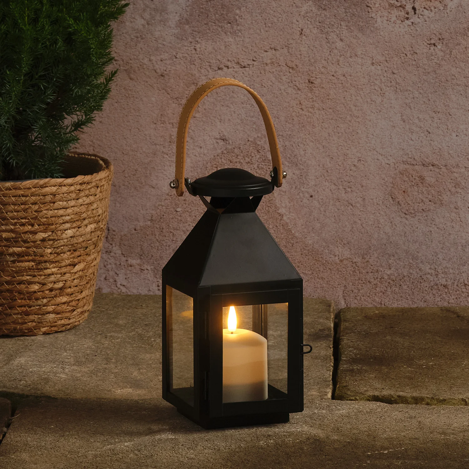 Brixham Small Leather Handle Lantern with TruGlow® Candle - Image 6