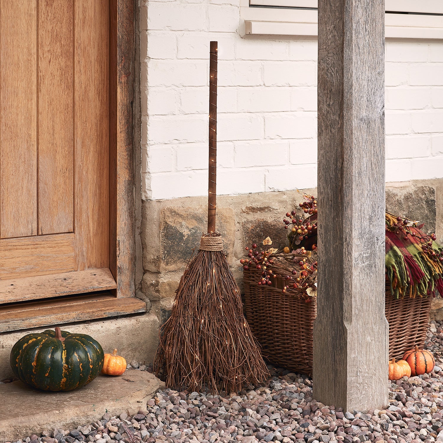 Broom, Cat & Witch's Leg Outdoor Halloween Decorations - Image 3