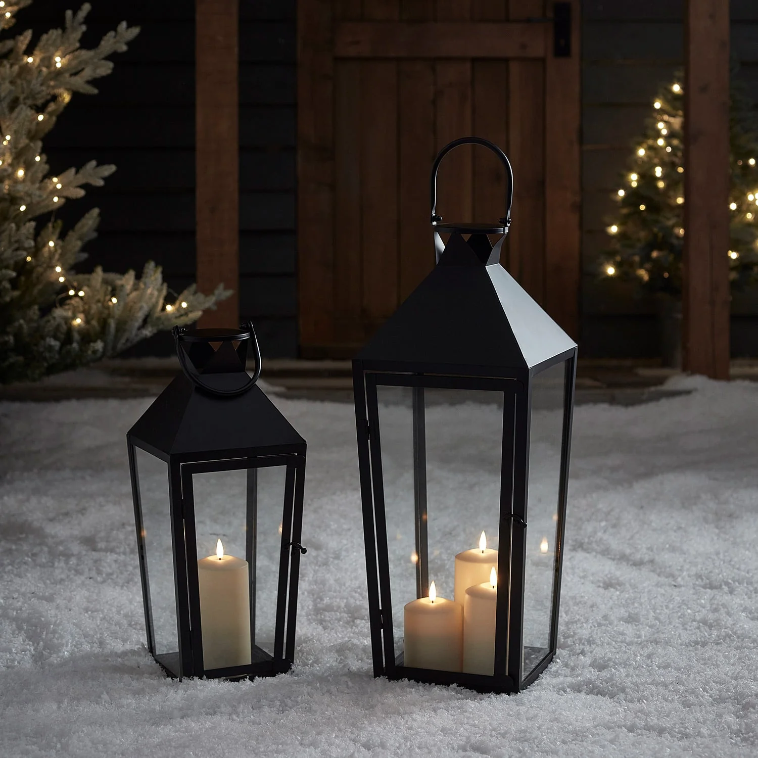 Cairns Large Black Garden Lantern with 3 TruGlow® Candles - Image 5