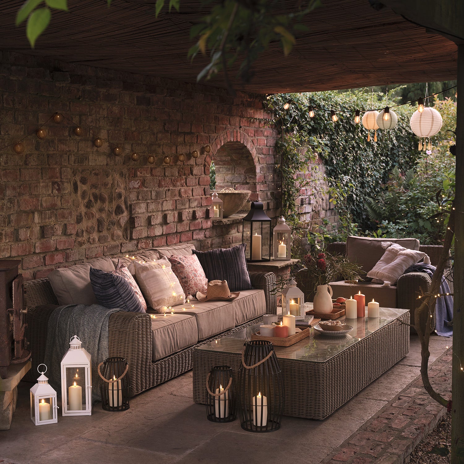 Canberra Slatted Garden Lantern Duo with TruGlow® Candles - Image 6