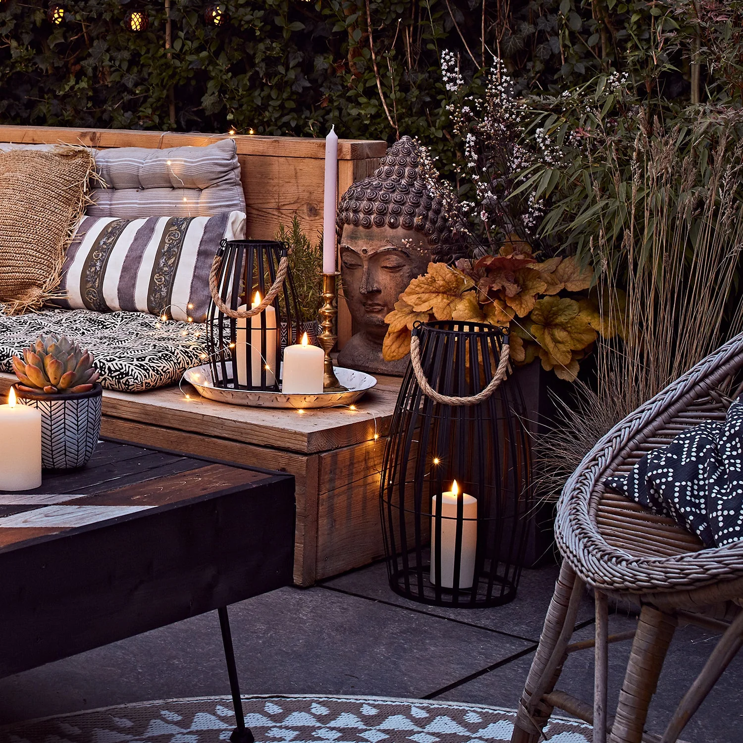 Canberra Slatted Outdoor Lantern with TruGlow® Candle - Image 11