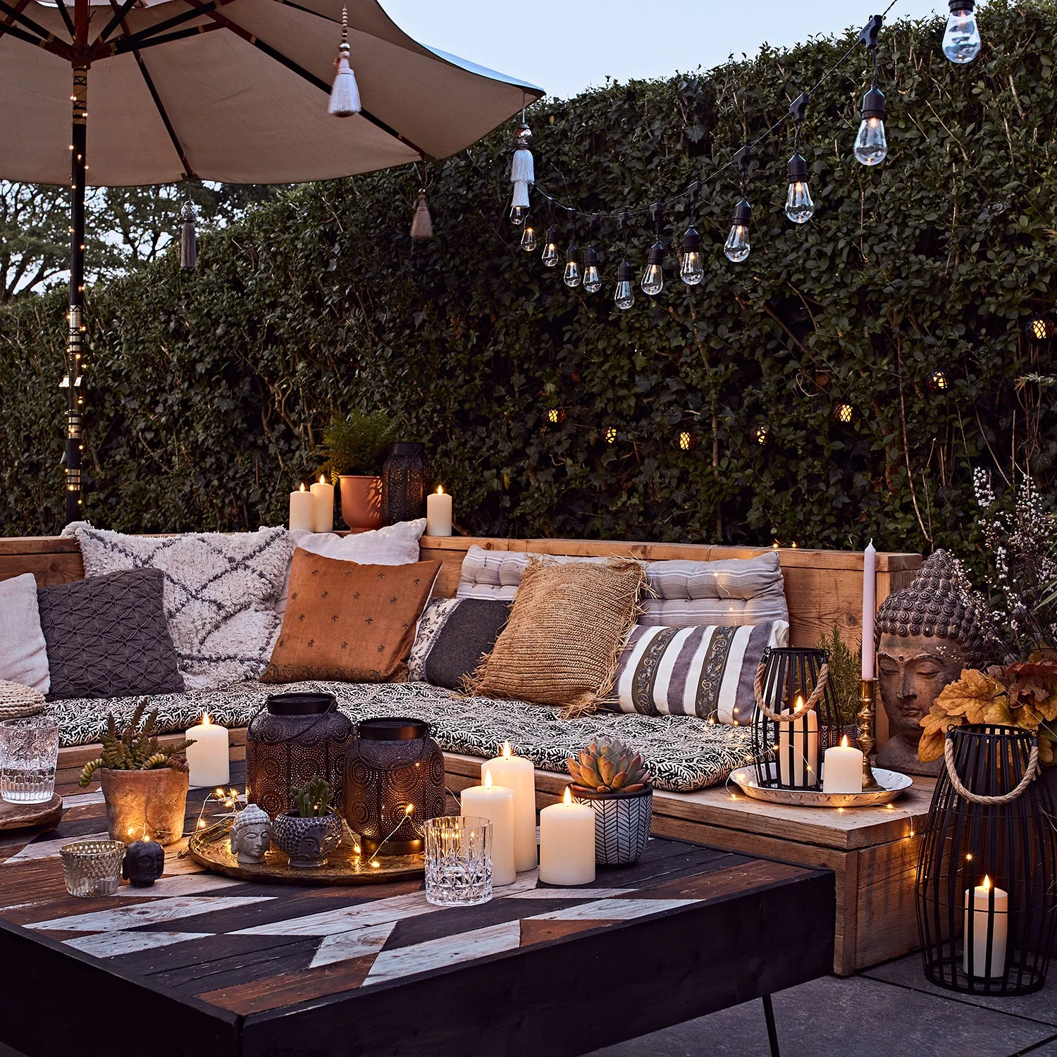 Canberra Slatted Outdoor Lantern with TruGlow® Candle - Image 12