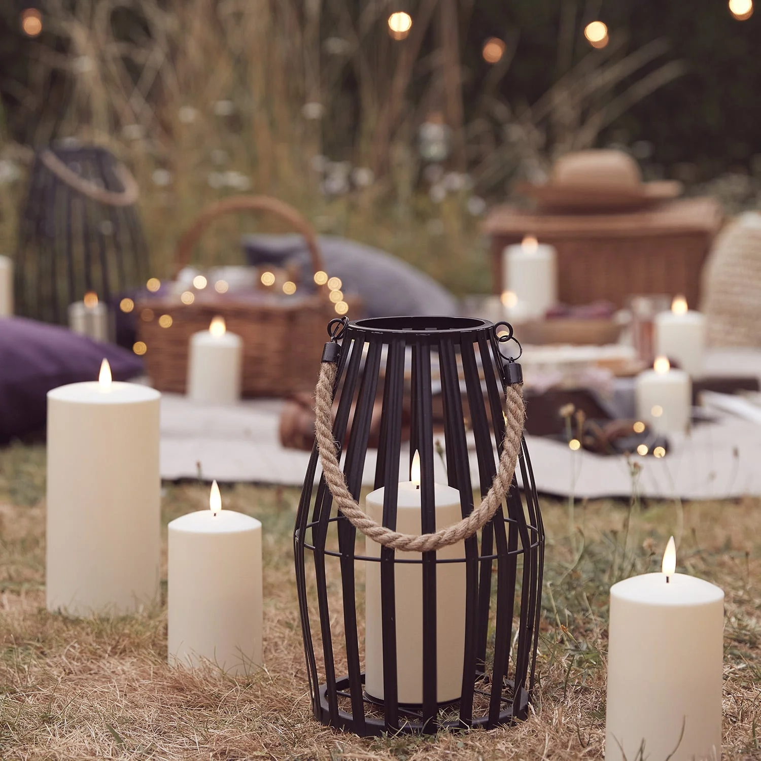 Canberra Slatted Outdoor Lantern with TruGlow® Candle - Image 2