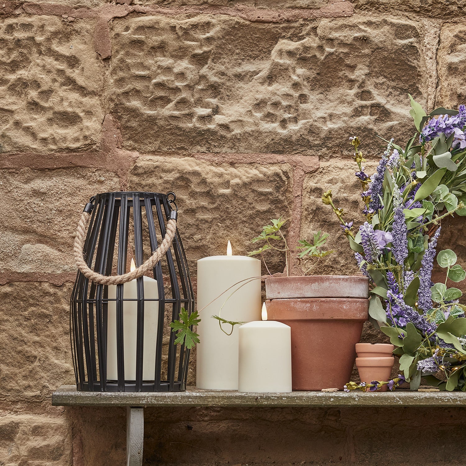 Canberra Slatted Outdoor Lantern with TruGlow® Candle - Image 3