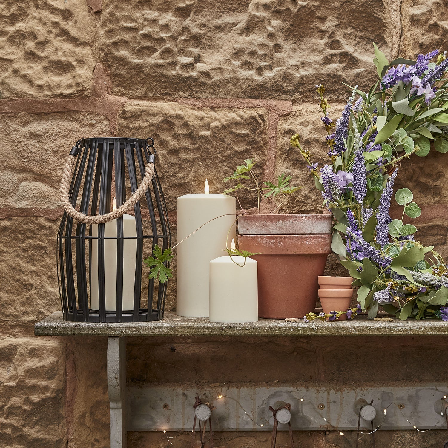 Canberra Slatted Outdoor Lantern with TruGlow® Candle - Image 5