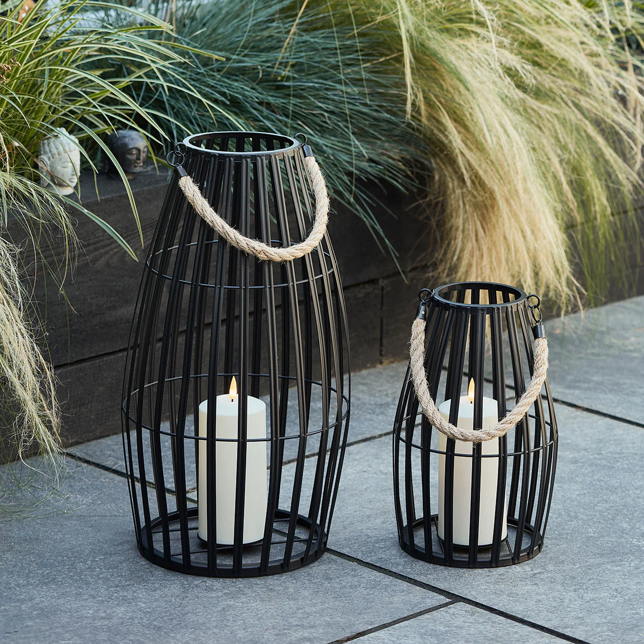Canberra Slatted Outdoor Lantern with TruGlow® Candle - Image 6