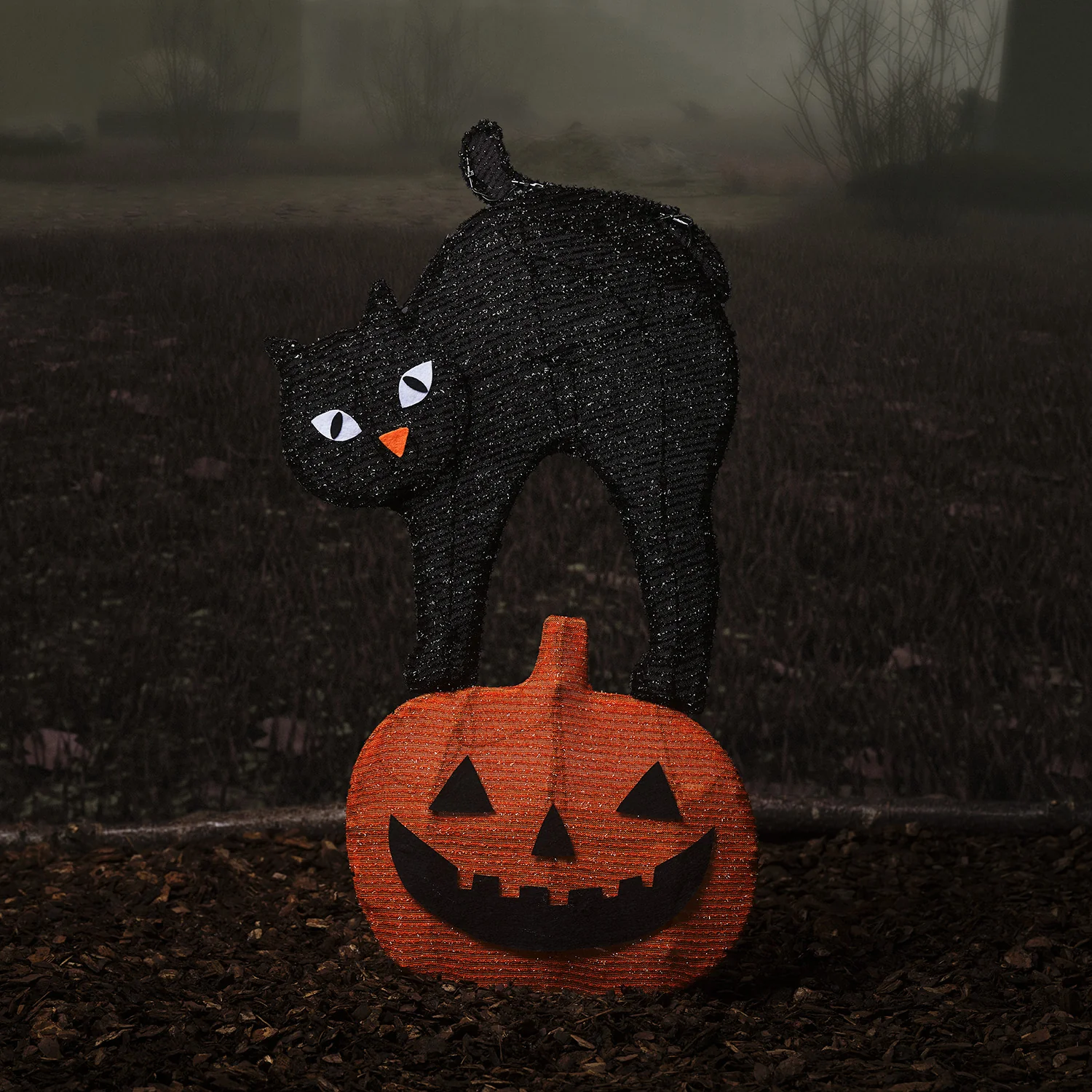 Halloween Cat & Pumpkin Outdoor Stake Light - Image 2