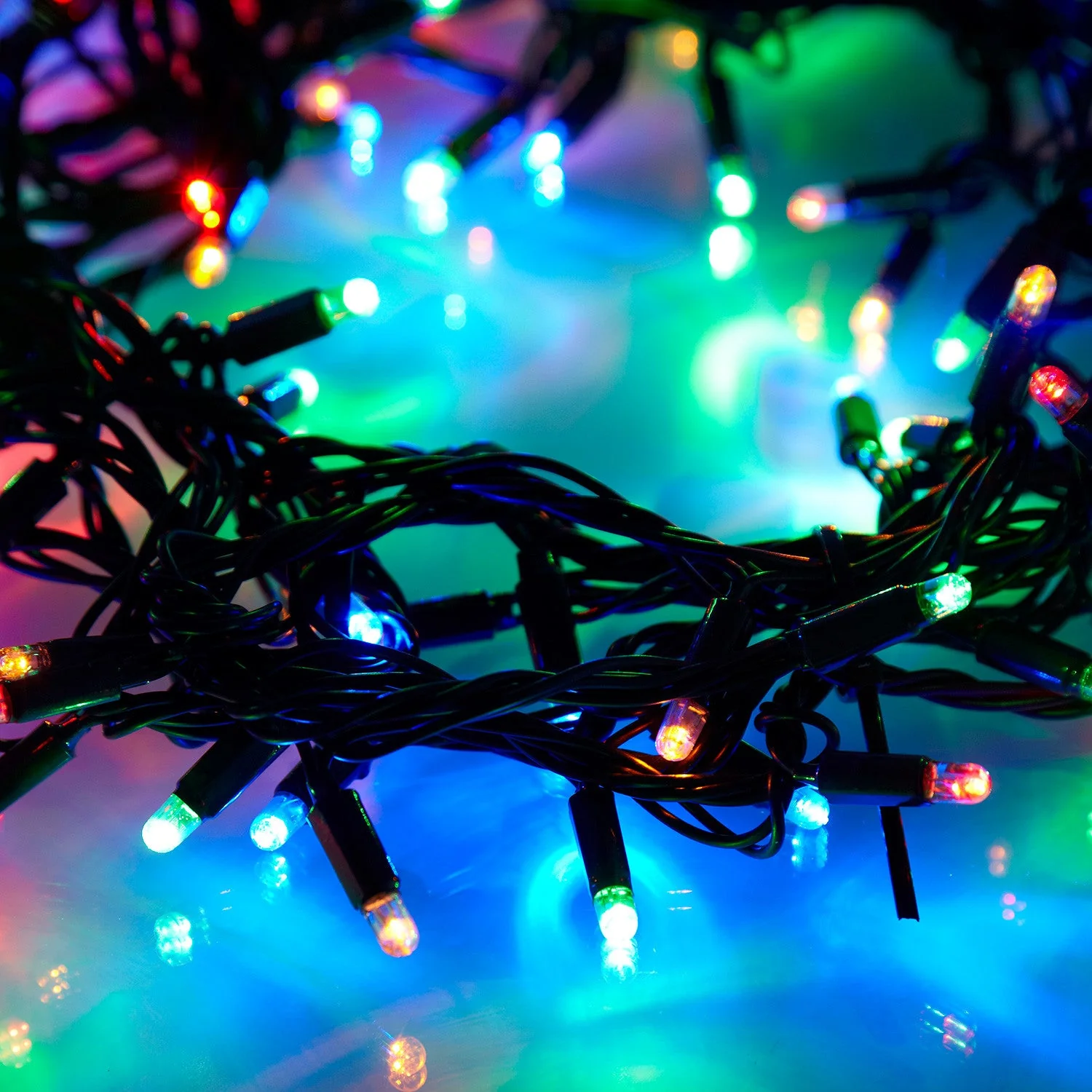 Core Connect 10m 100 Multi Coloured Connectable Fairy Lights Green Cable - Image 2