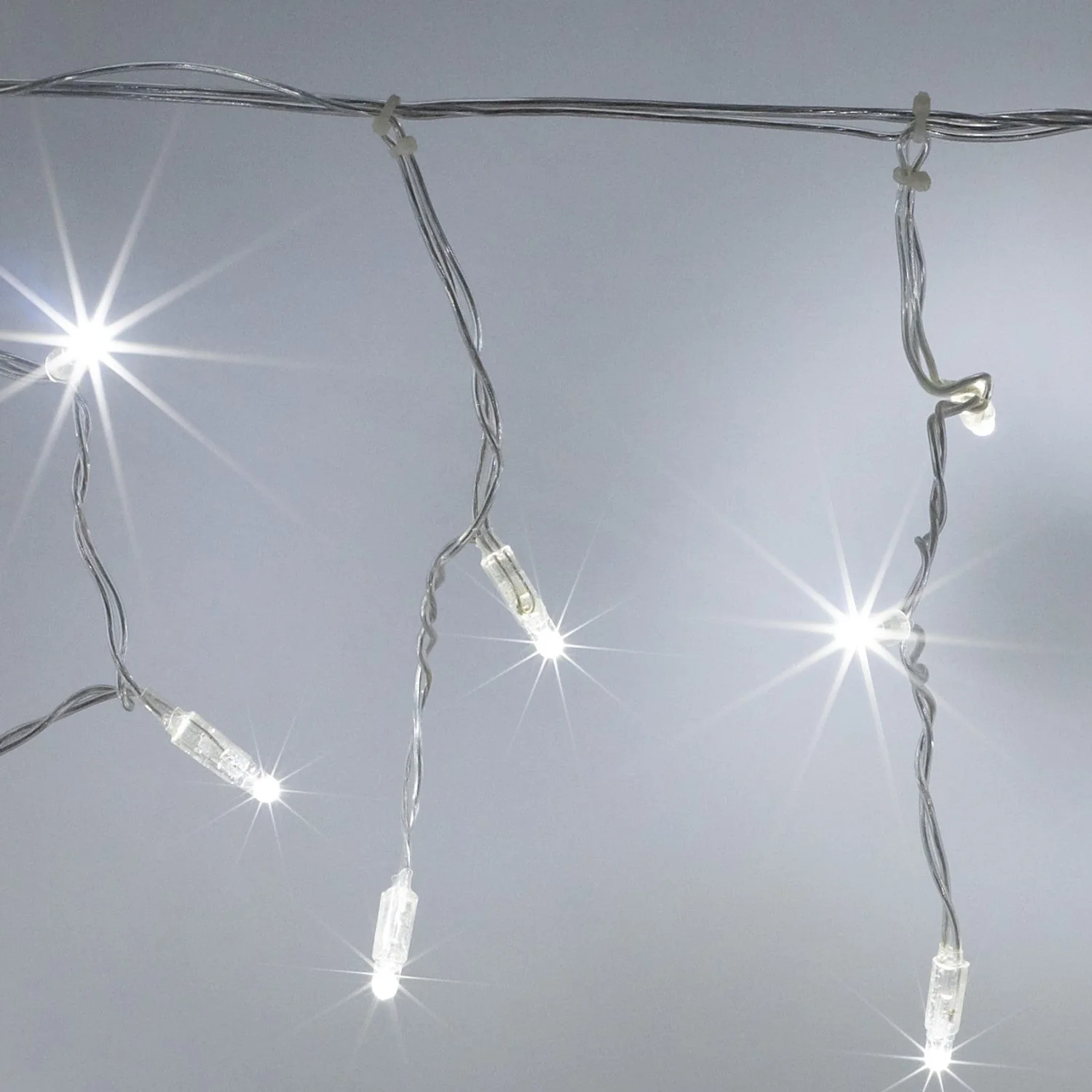 Core Connect 2m 64 White Connectable Icicle Lights Clear Cable - Image 2