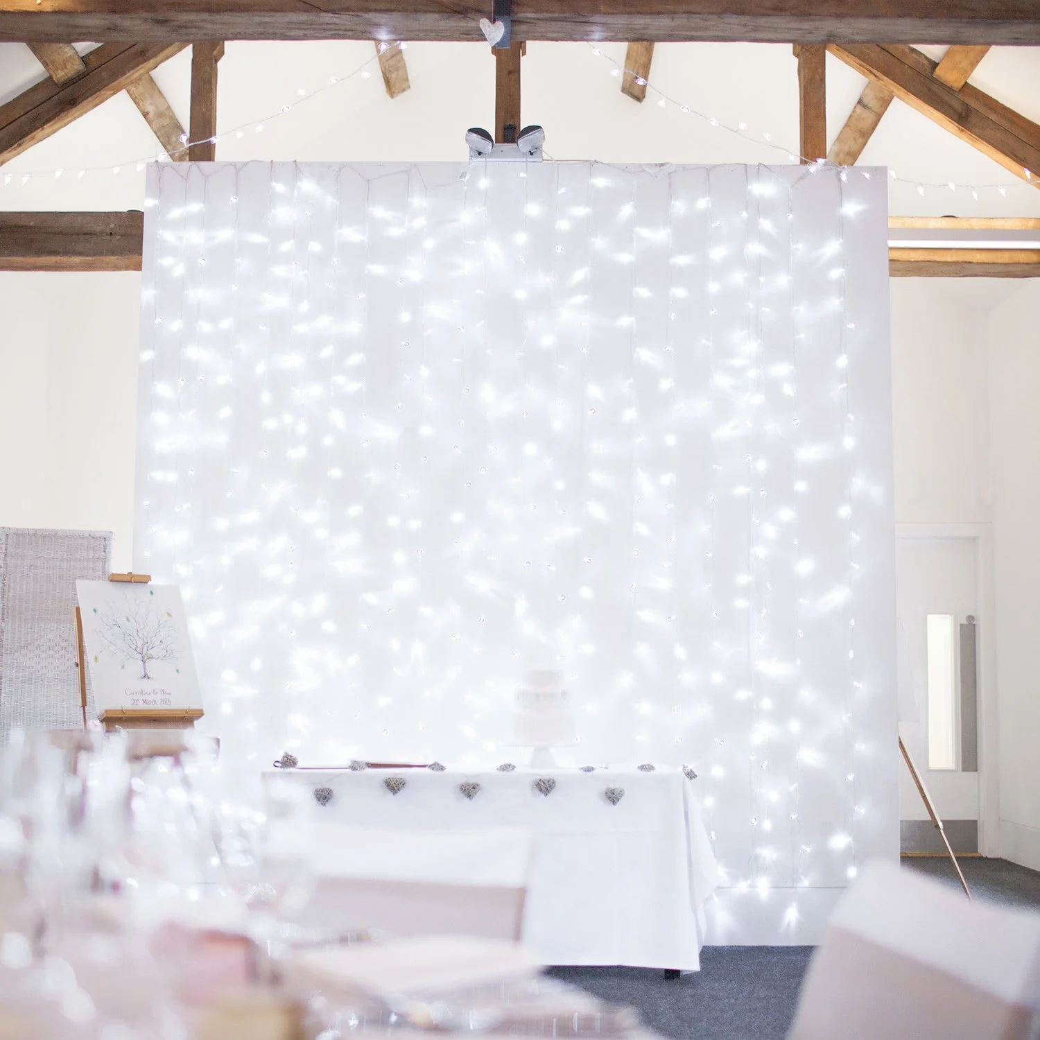 Core Connect 6m x 3m 864 White Connectable Curtain Lights Clear Cable - Image 2
