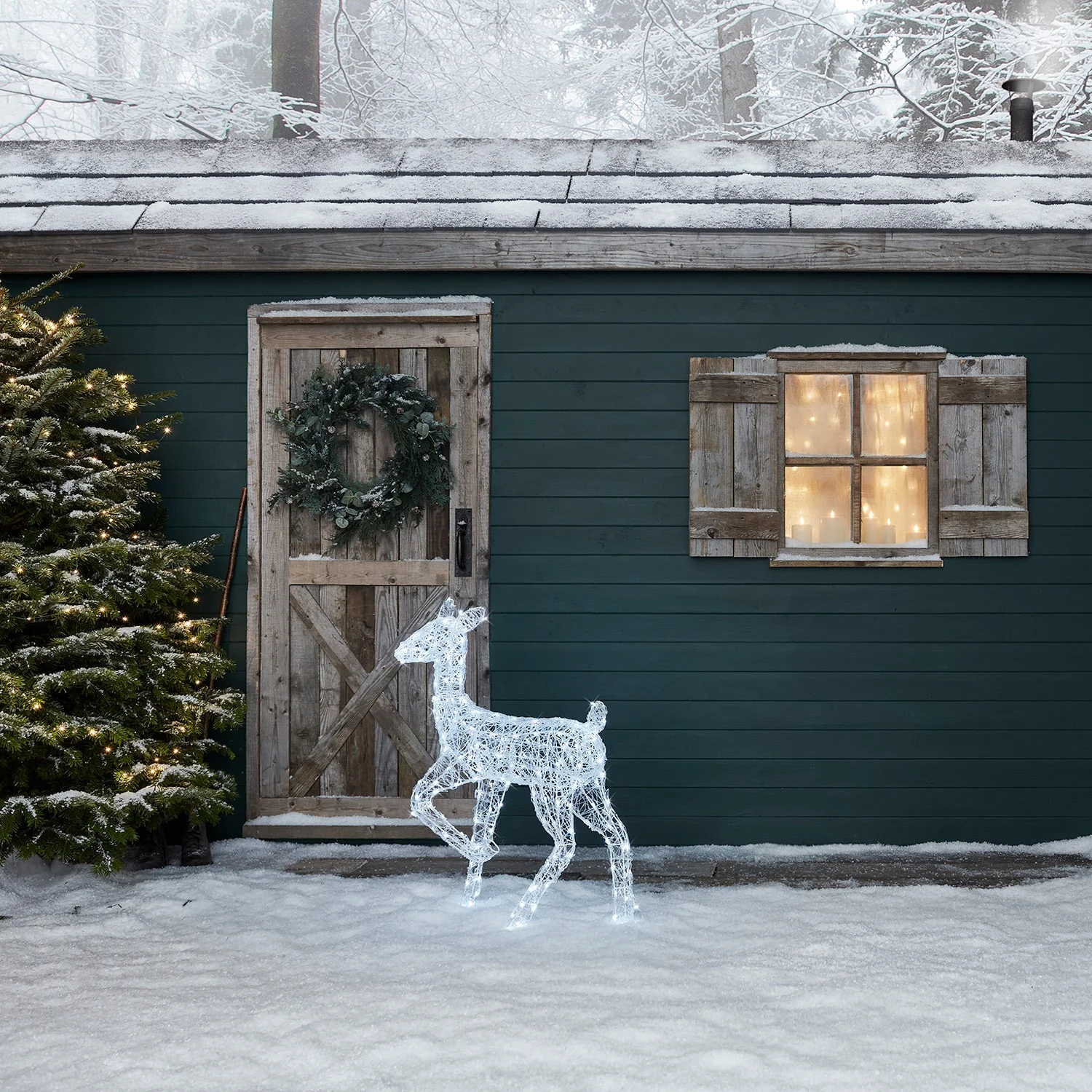 90cm Swinsty Doe & Fawn Acrylic Light Up Reindeer Duo - Image 12