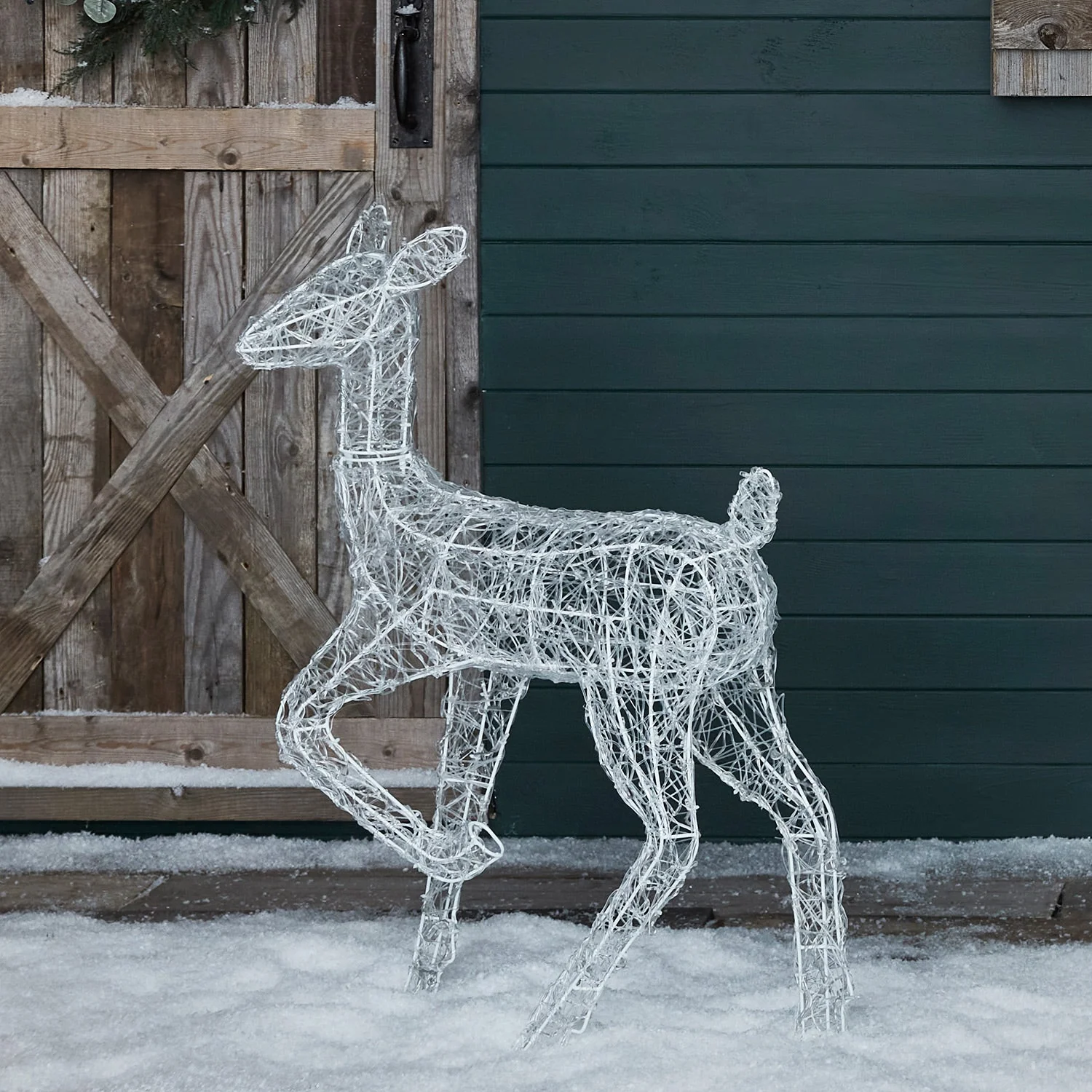 90cm Swinsty Doe & Fawn Acrylic Light Up Reindeer Duo - Image 14
