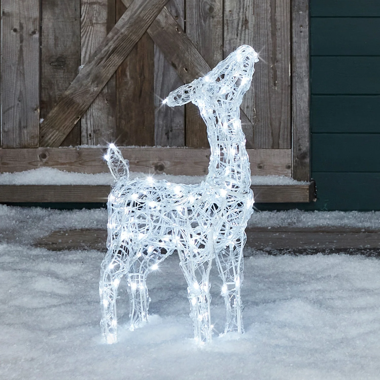 90cm Swinsty Doe & Fawn Acrylic Light Up Reindeer Duo - Image 6