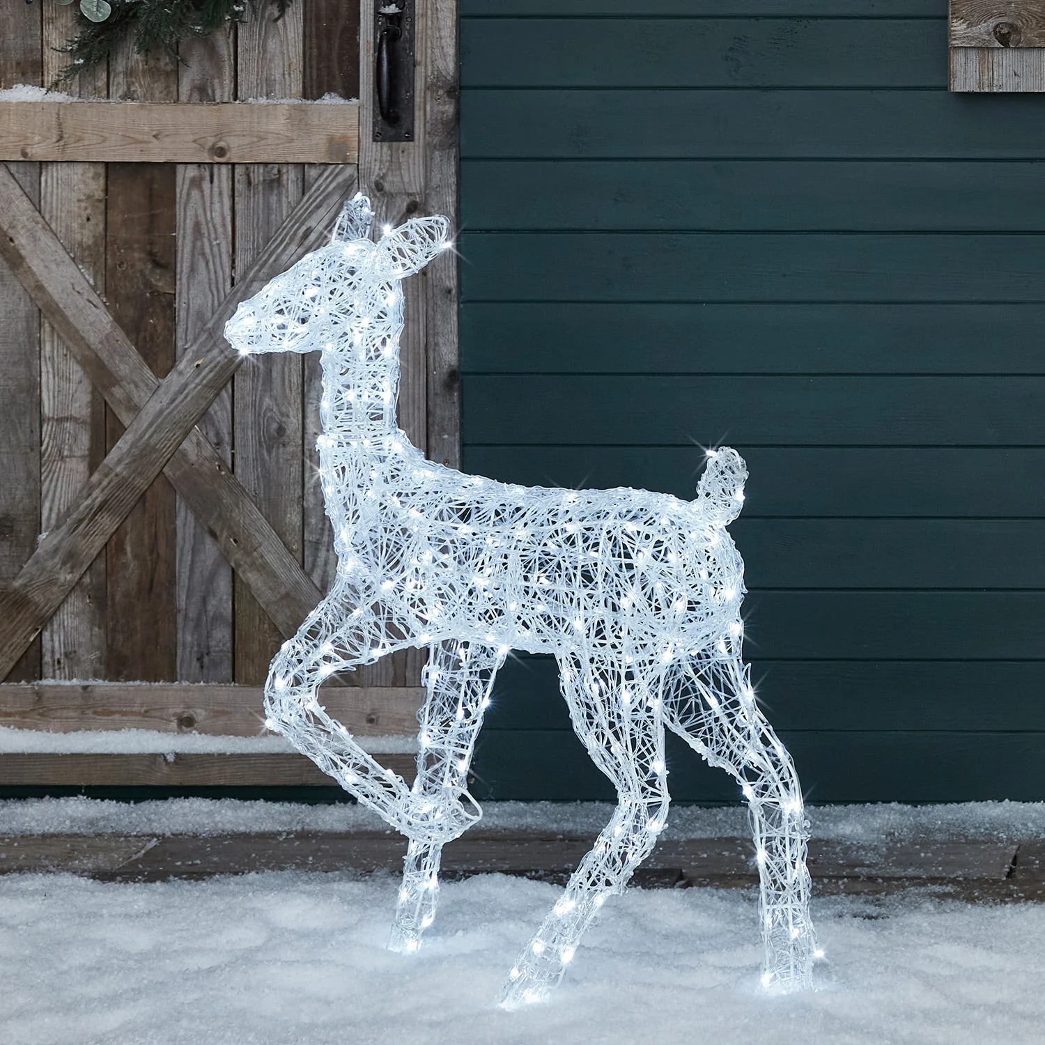 90cm Swinsty Doe & Fawn Acrylic Light Up Reindeer Duo - Image 8