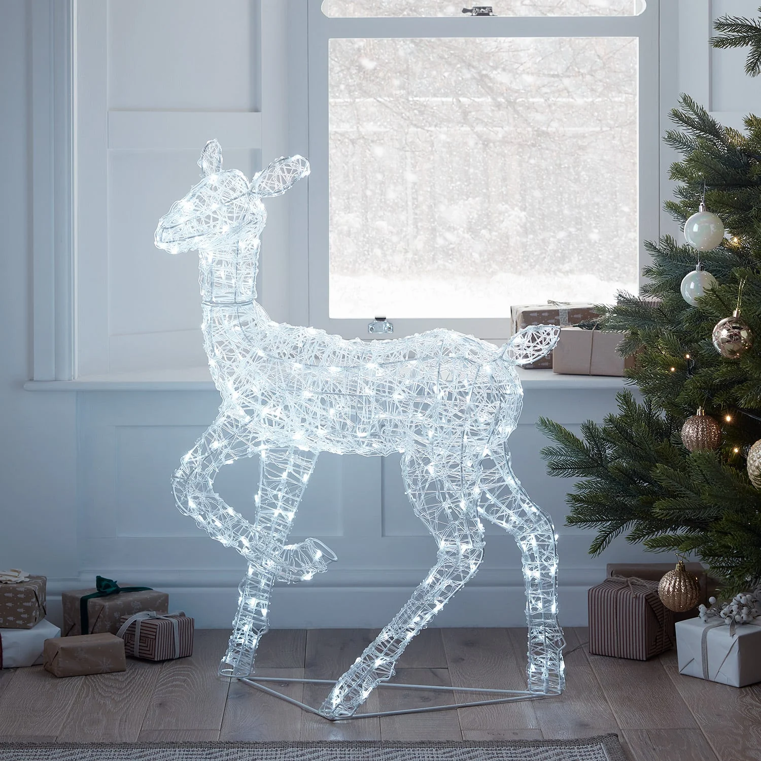 90cm Swinsty Doe & Fawn Acrylic Light Up Reindeer Duo - Image 9