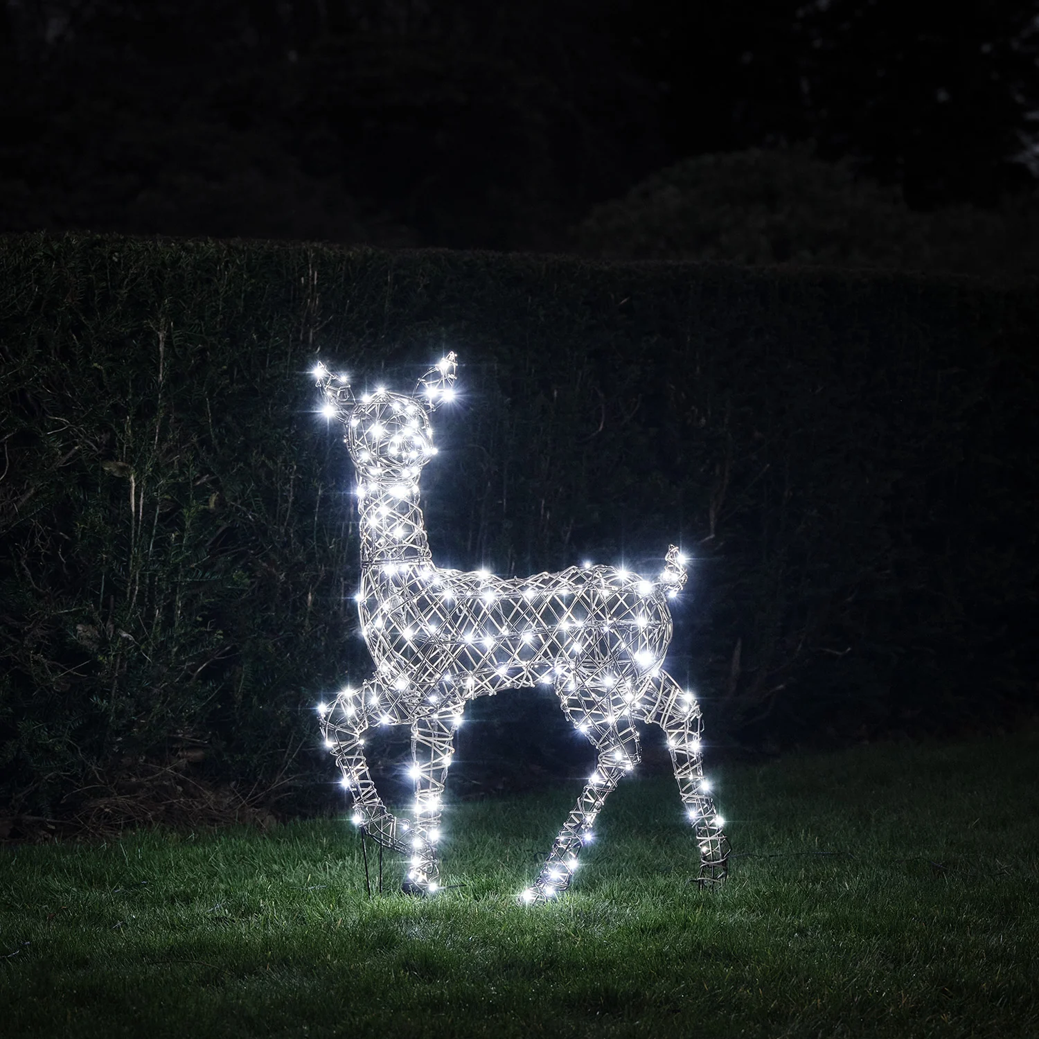 90cm Dual LED Studley Rattan Doe Light Up Reindeer - Image 3