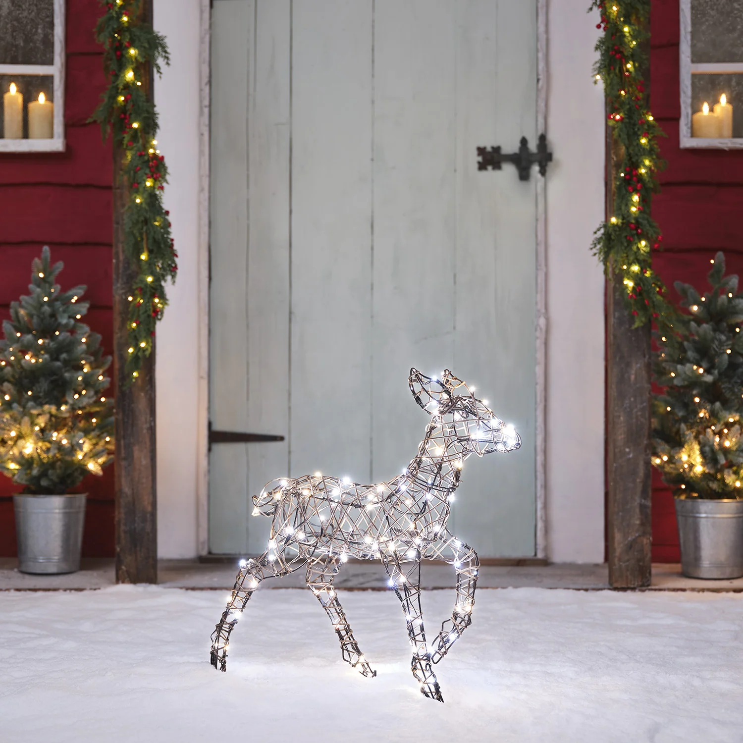 60cm Dual LED Studley Rattan Fawn Light Up Reindeer - Image 4