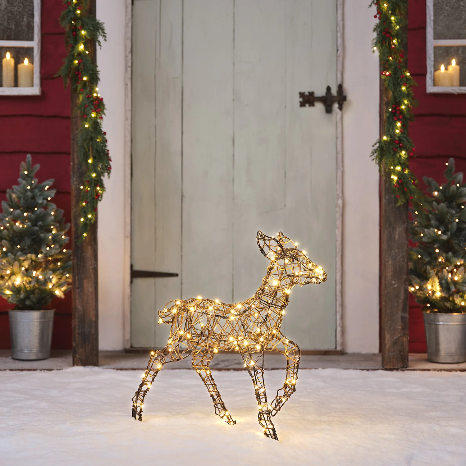 60cm Dual LED Studley Rattan Fawn Light Up Reindeer - Image 5