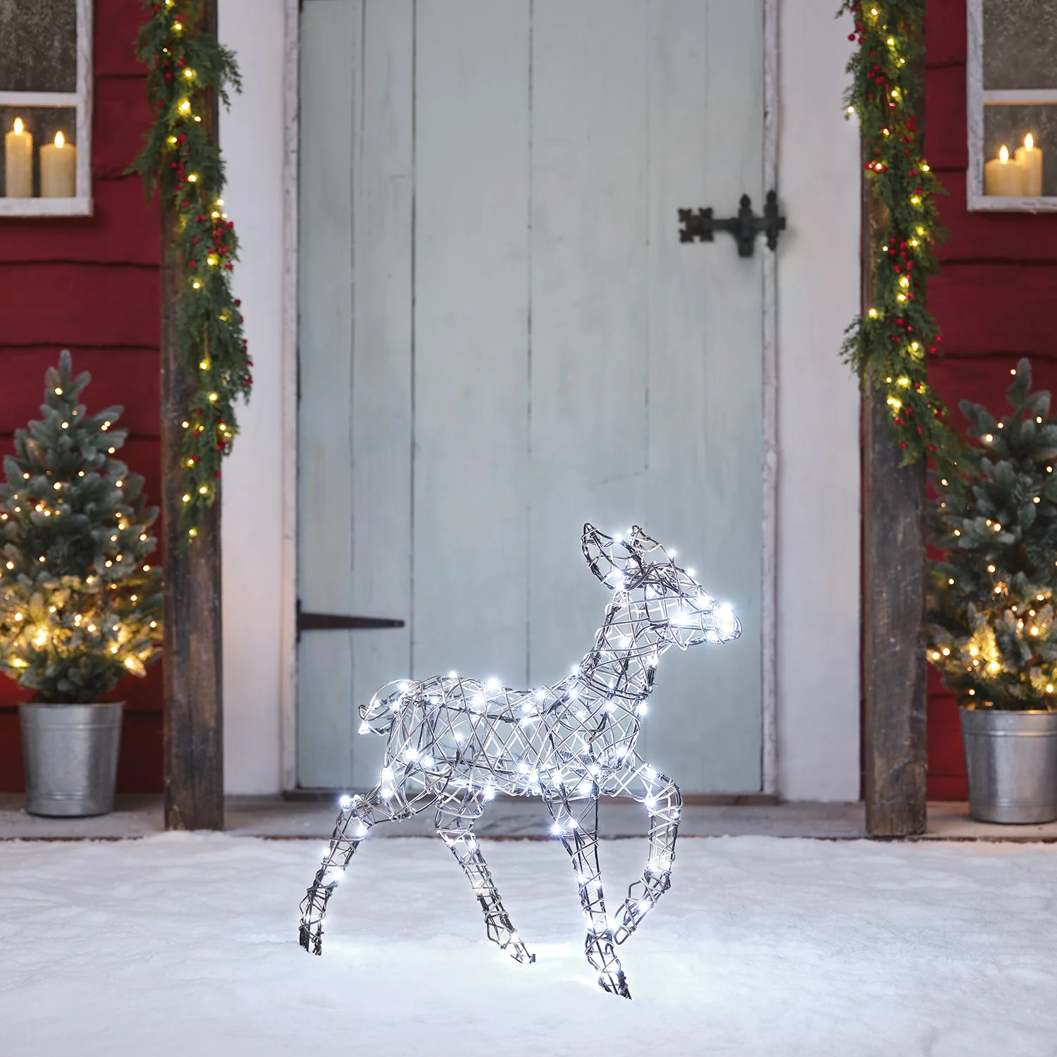 60cm Dual LED Studley Rattan Fawn Light Up Reindeer - Image 6