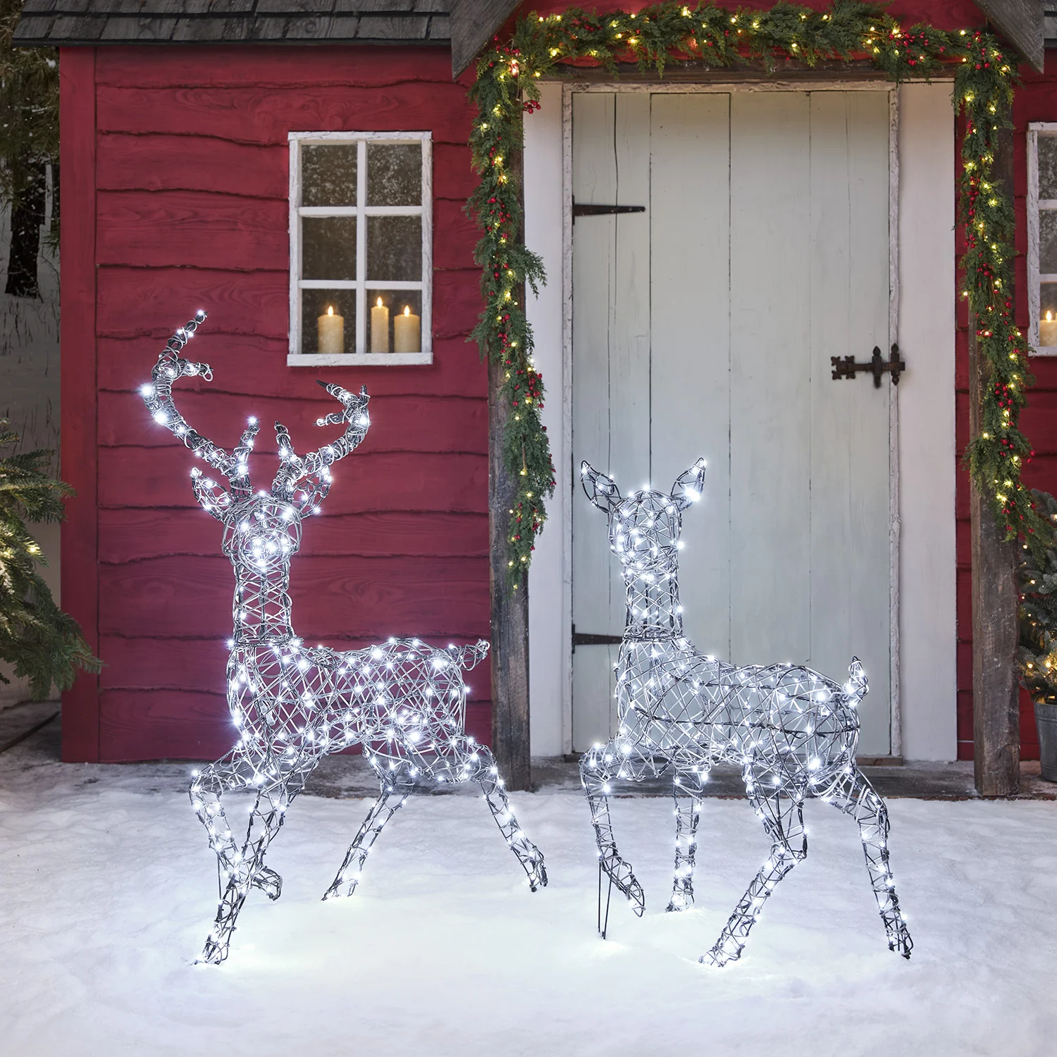 Dual LED Studley Stag & Doe Light Up Reindeer Duo - Image 7