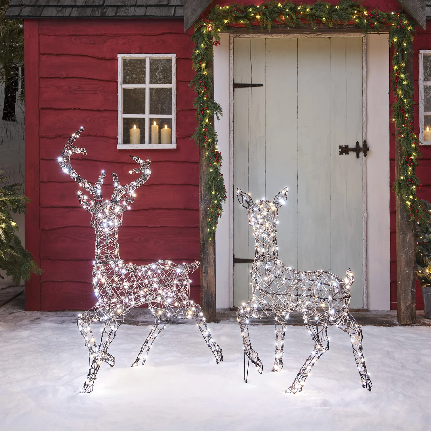 Dual LED Studley Stag & Doe Light Up Reindeer Duo - Image 8
