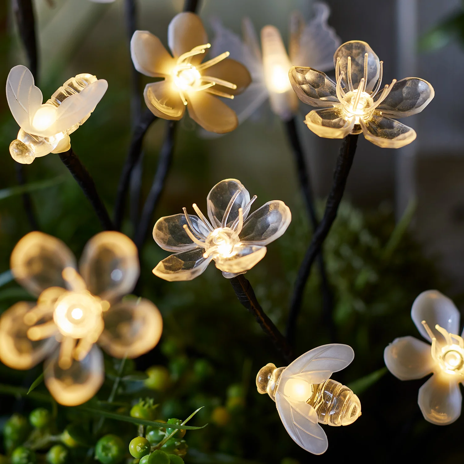 Set of 5 Flower, Bee & Butterfly Solar Stake Lights - Image 2