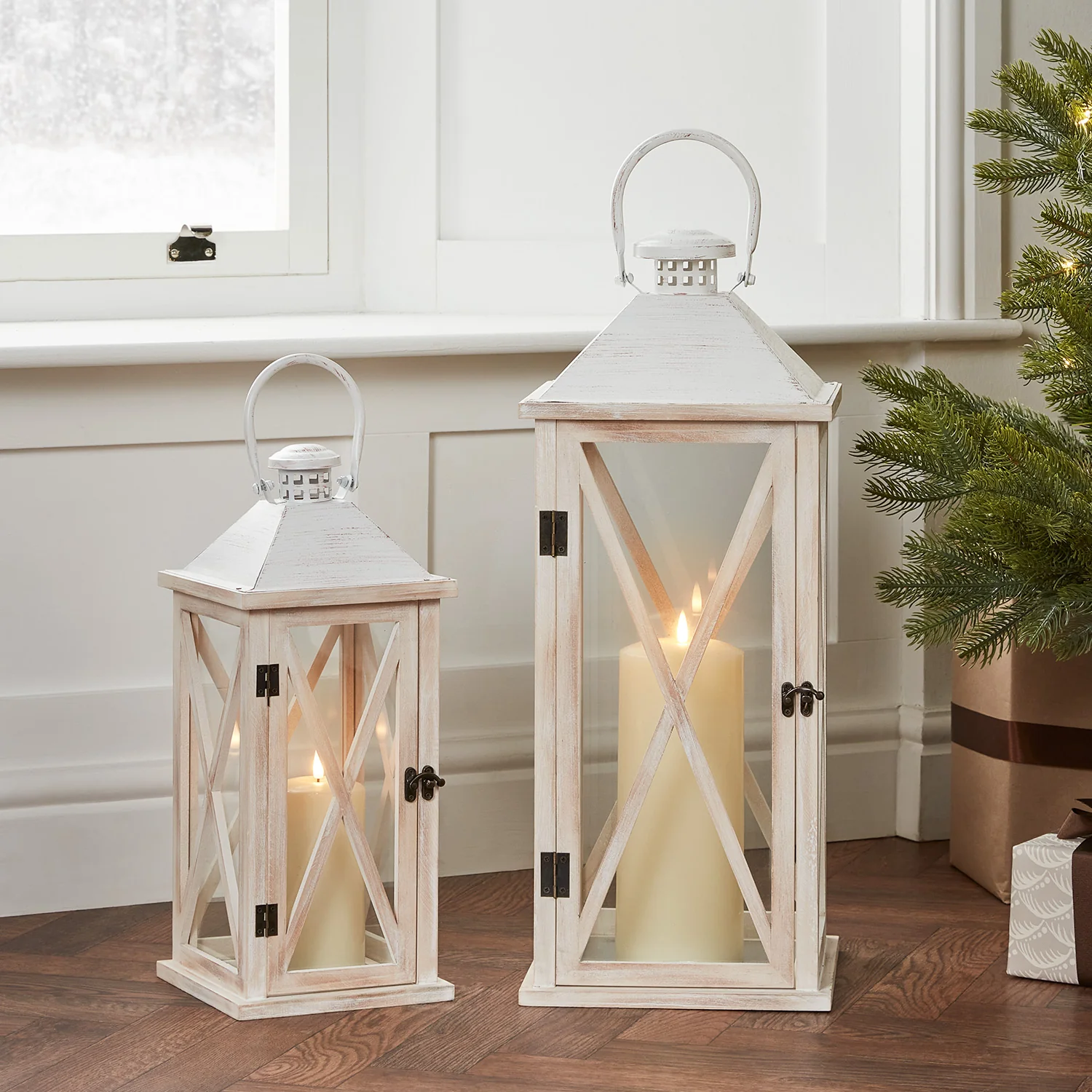 Folkestone Wooden Lantern Duo with TruGlow® Candles - Image 3