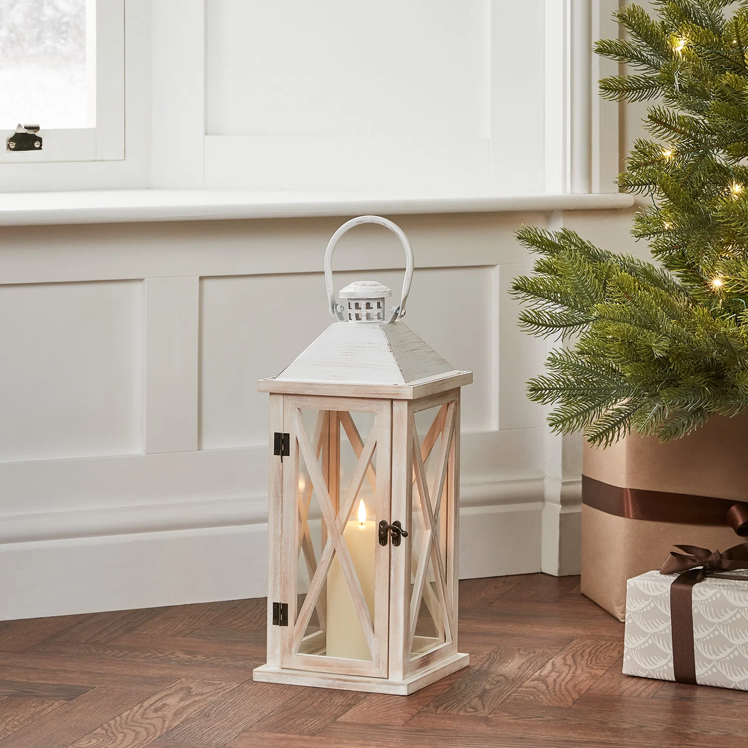Folkestone Wooden Lantern with TruGlow® Candle - Image 4