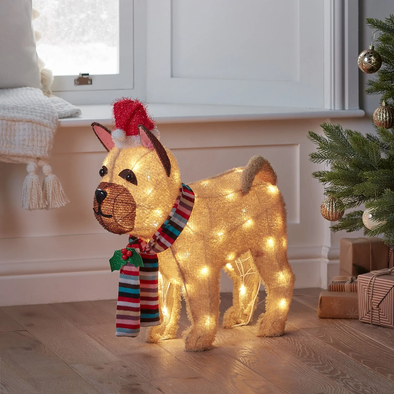 55cm French Bulldog Christmas Figure - Image 2