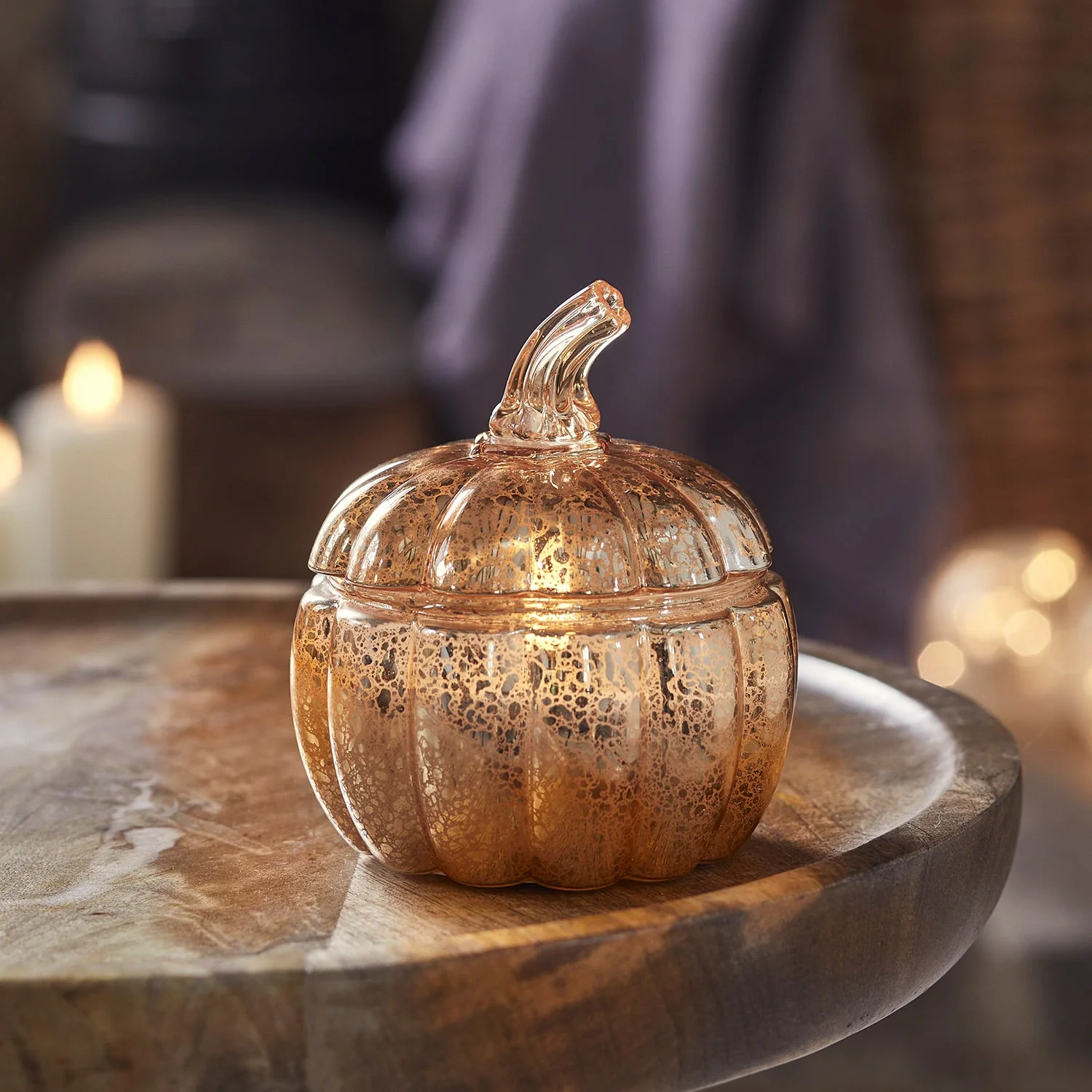 Glass Pumpkin Jar with TruGlow Candle With Remote - Image 5
