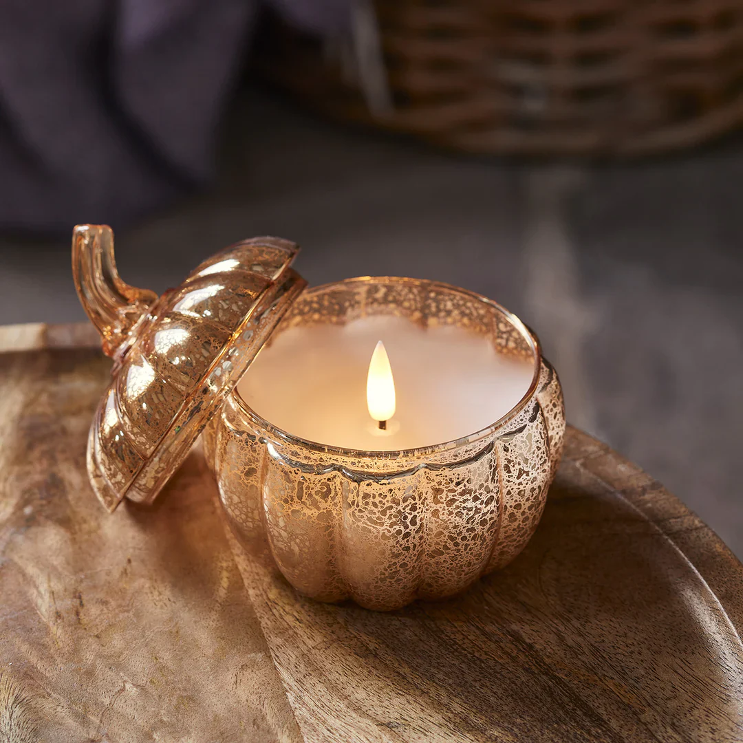 Glass Pumpkin Jar with TruGlow Candle With Remote - Image 8