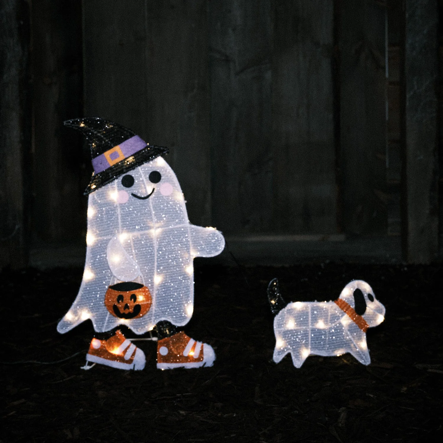 Gustav the Dog-walking Ghost LED Halloween Decoration - Image 2