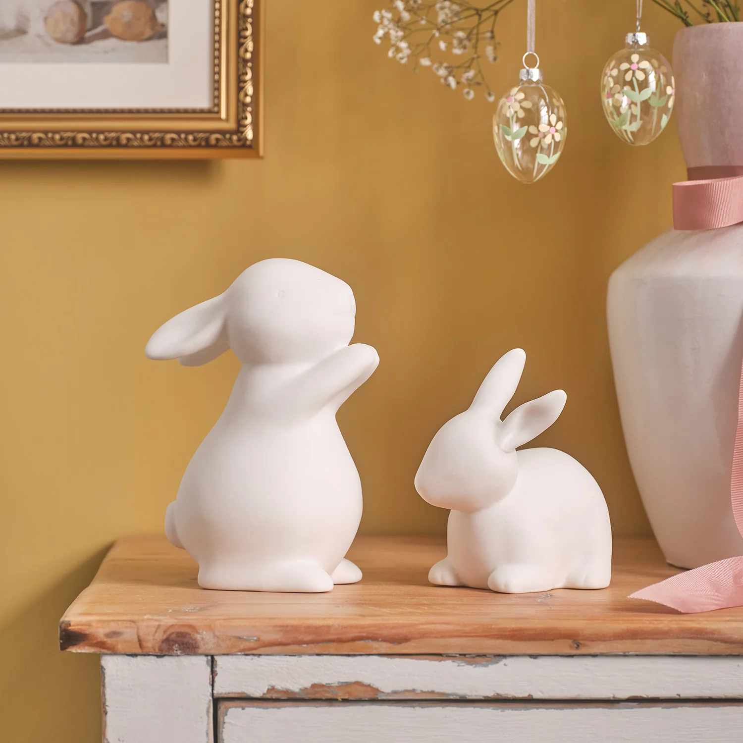 Happy & Hoppy 2 Porcelain Bunny Decorations - Image 2