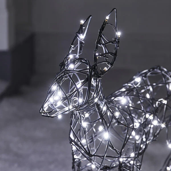 1m Regular Harlow Rattan Doe & Fawn Dual Colour LED Light Up Reindeer Duo - Image 14