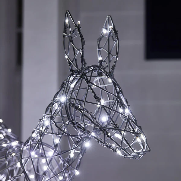 1m Regular Harlow Rattan Doe & Fawn Dual Colour LED Light Up Reindeer Duo - Image 9