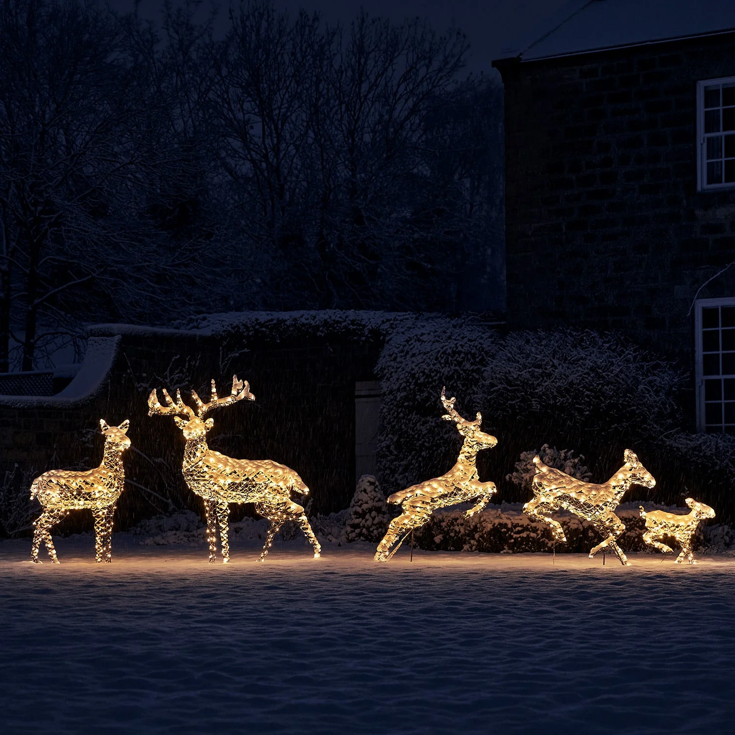 Set of 3 Regular Harlow Rattan Dual Colour LED Light Up Reindeer Family - Image 7