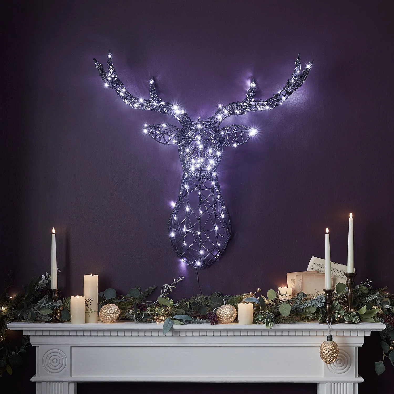 80cm Harlow Rattan Stag's Head Dual Colour LED Wall Light - Image 14
