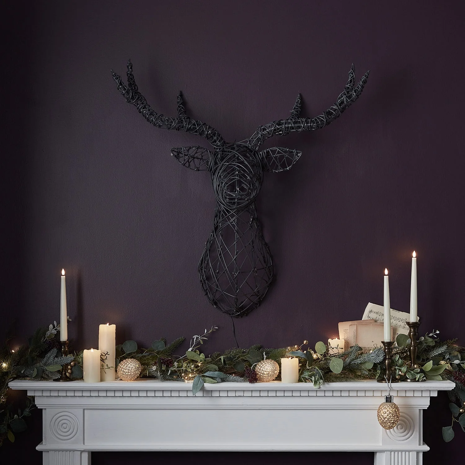 80cm Harlow Rattan Stag's Head Dual Colour LED Wall Light - Image 15