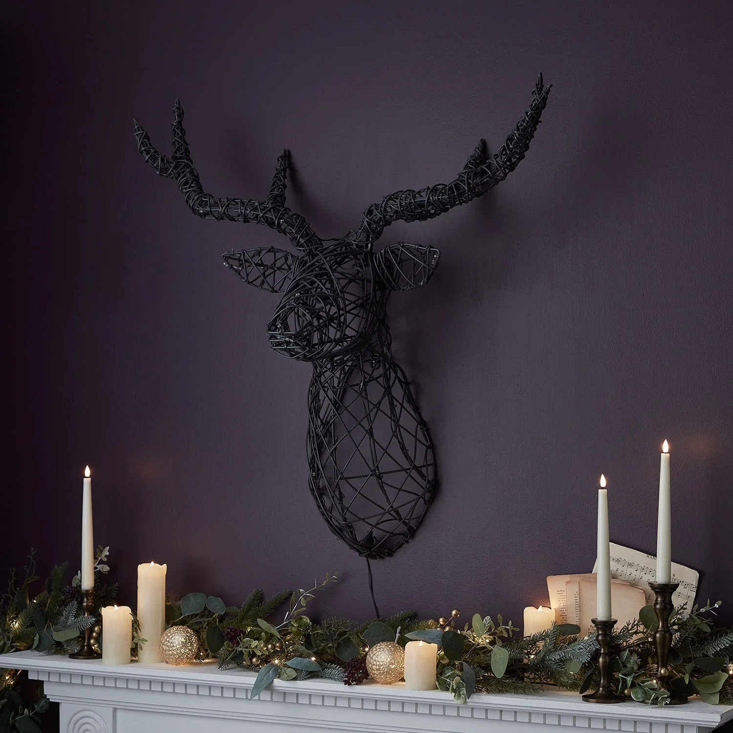 80cm Harlow Rattan Stag's Head Dual Colour LED Wall Light - Image 7