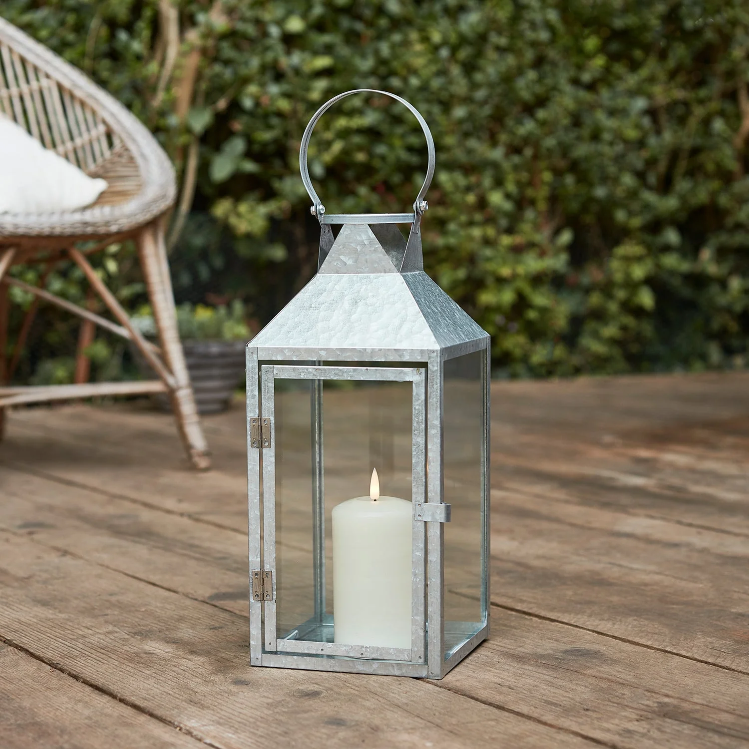 Hayle Galvanised Outdoor Lantern Duo with TruGlow® Candles - Image 11