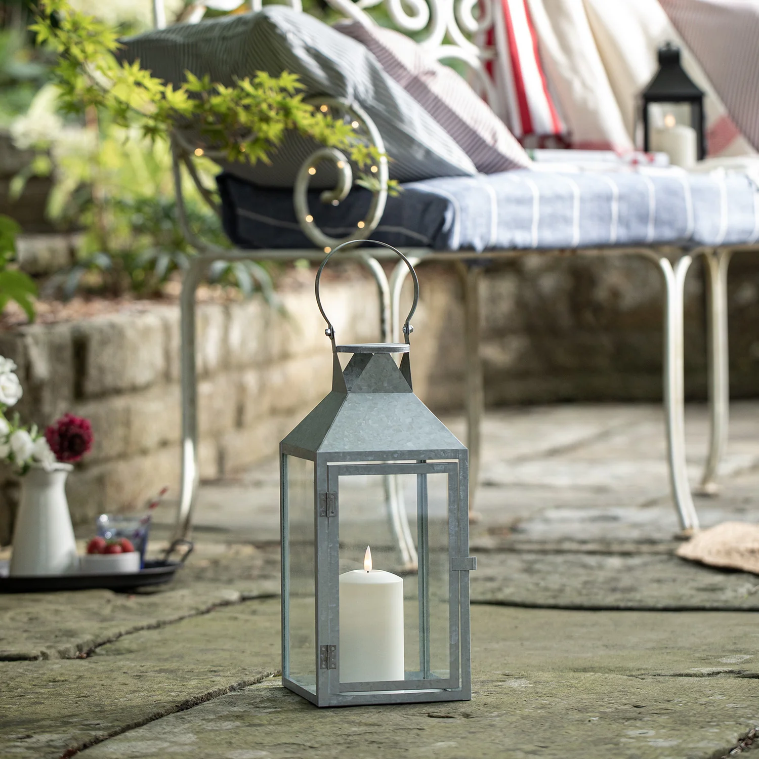 Hayle Galvanised Outdoor Lantern Duo with TruGlow® Candles - Image 7