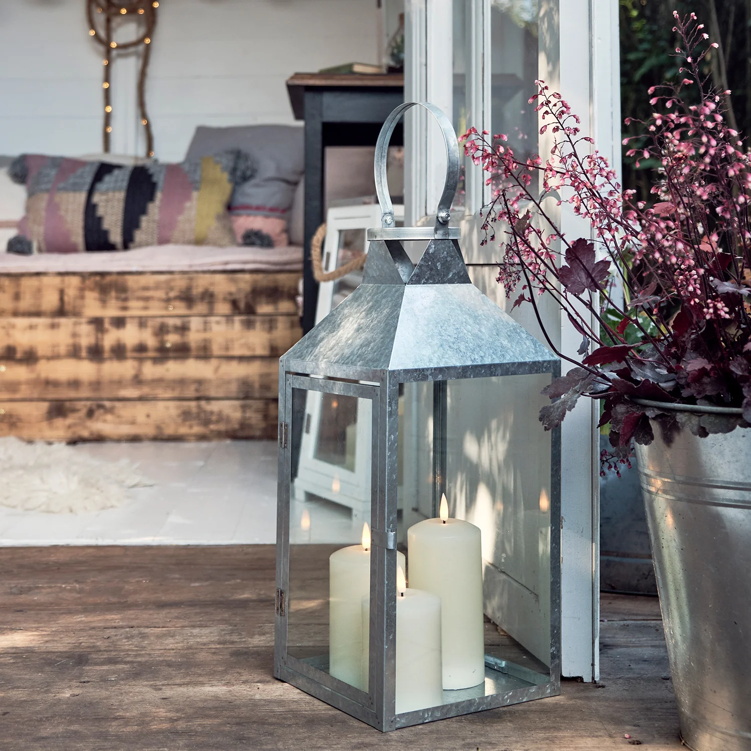 Hayle Large Metal Outdoor Lantern with TruGlow® Candle Trio - Image 10