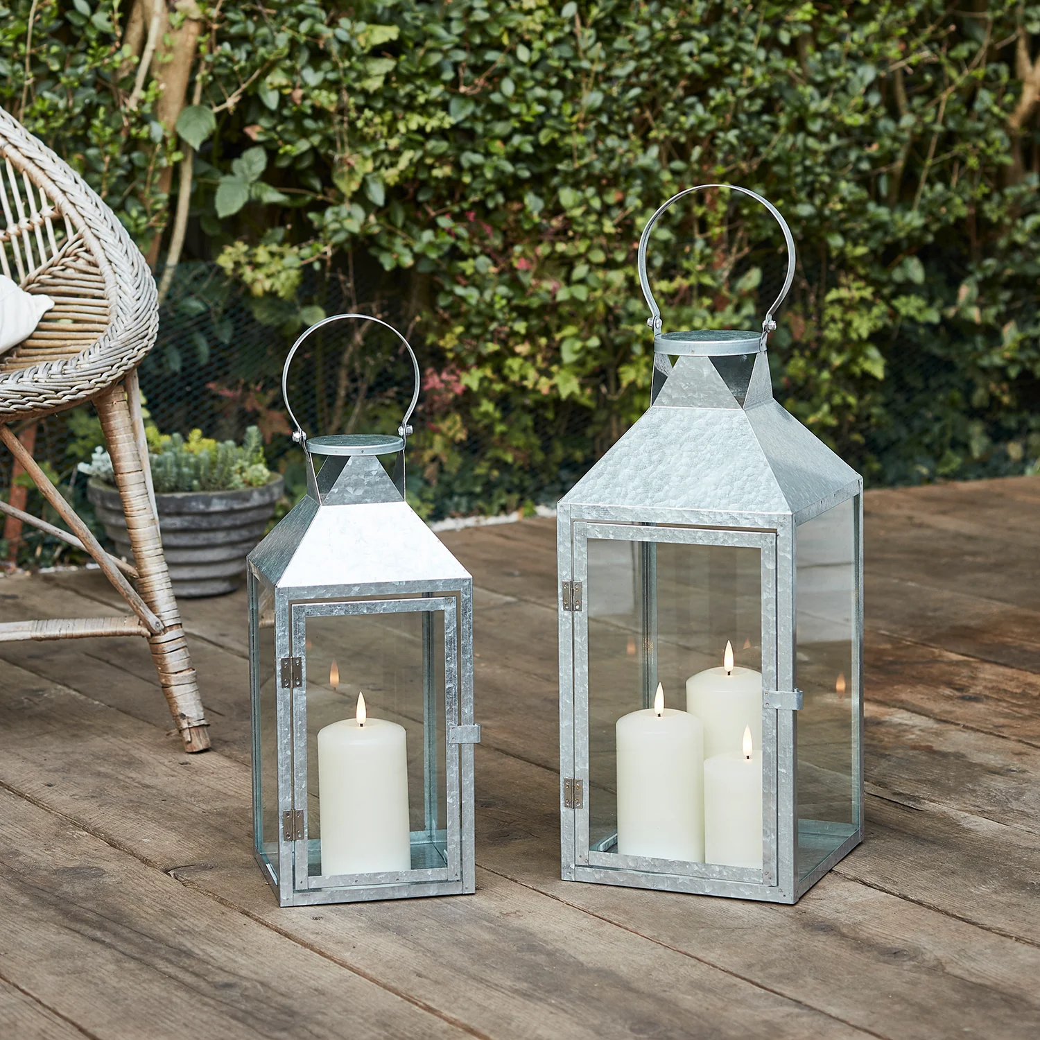 Hayle Large Metal Outdoor Lantern with TruGlow® Candle Trio - Image 11