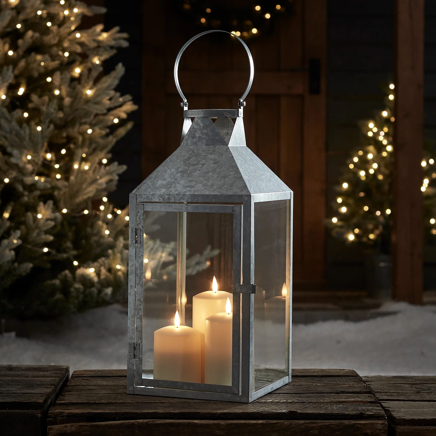 Hayle Large Metal Outdoor Lantern with TruGlow® Candle Trio - Image 15