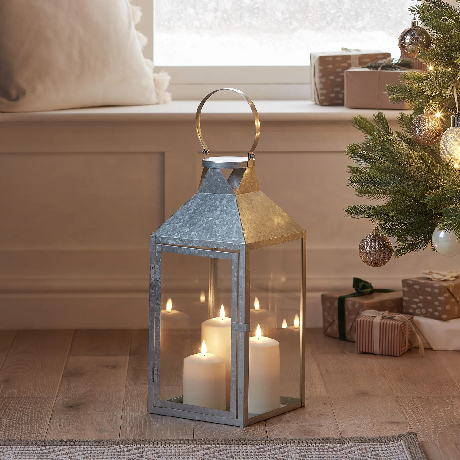 Hayle Large Metal Outdoor Lantern with TruGlow® Candle Trio - Image 16